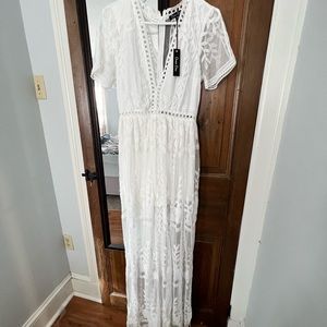 Cream color jumper with shear overlay new with tags